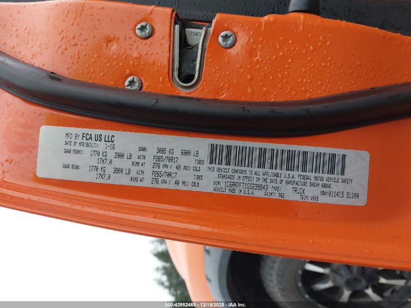 2016 Ram 1500 Tradesman VIN: 1C6RR7FT1GS239943 Lot: 43952465