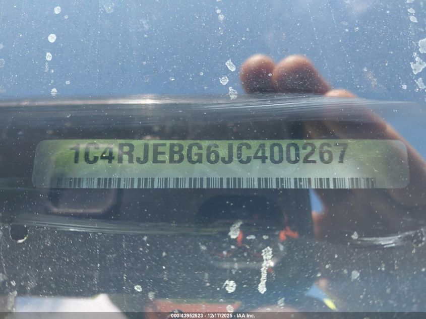 2018 Jeep Grand Cherokee Limited 4X2 VIN: 1C4RJEBG6JC400267 Lot: 43952523