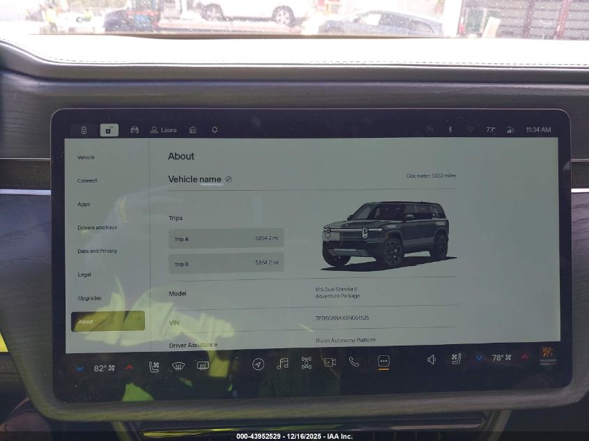 2025 Rivian R1S Adventure Dual Motor Large Pack/Adventure Dual Motor Max Pack VIN: 7PDSGBBAXSN064535 Lot: 43952529