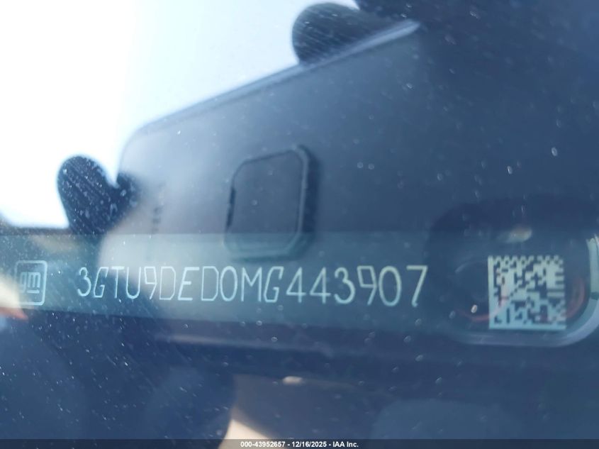 2021 GMC Sierra 1500 Slt VIN: 3GTU9DED0MG443907 Lot: 43952657