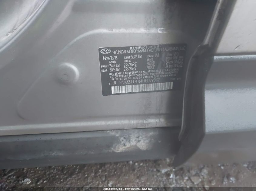 2017 Hyundai Santa Fe Sport 2.4L VIN: 5NMZTDLB4HH029032 Lot: 43952743