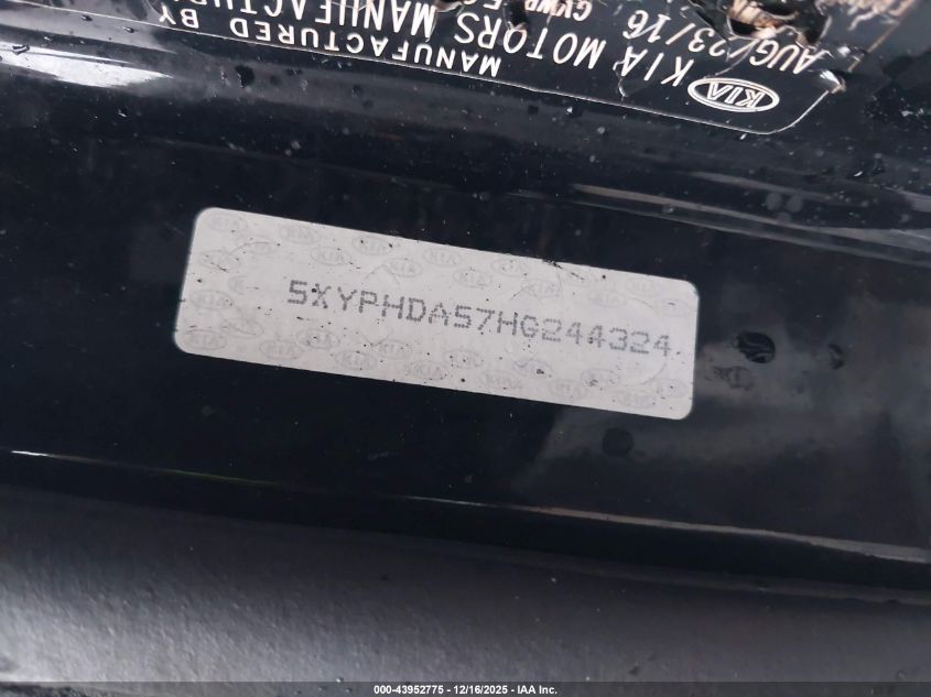 2017 Kia Sorento 3.3L Ex VIN: 5XYPHDA57HG244324 Lot: 43952775