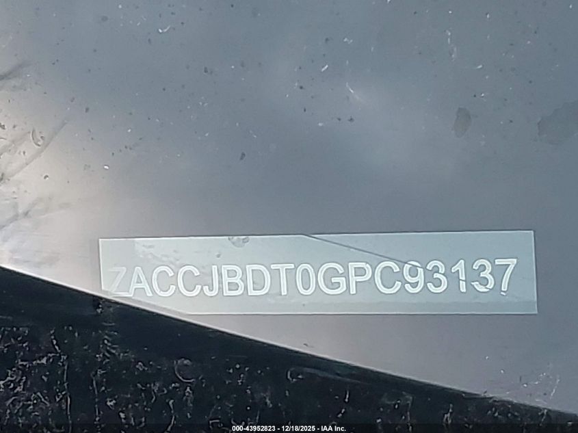 2016 Jeep Renegade Limited VIN: ZACCJBDT0GPC93137 Lot: 43952823