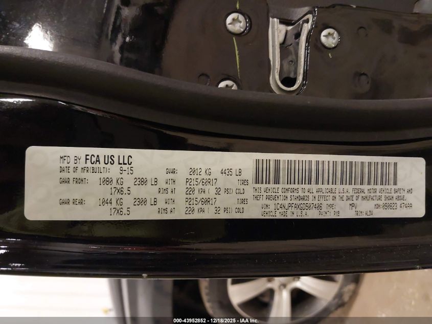 2016 Jeep Patriot High Altitude Edition VIN: 1C4NJPFAXGD507406 Lot: 43952852