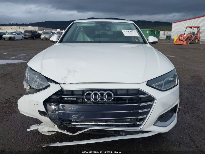 2022 Audi A4 Premium 40 Tfsi Quattro S Tronic VIN: WAUABAF49NN012993 Lot: 43952868