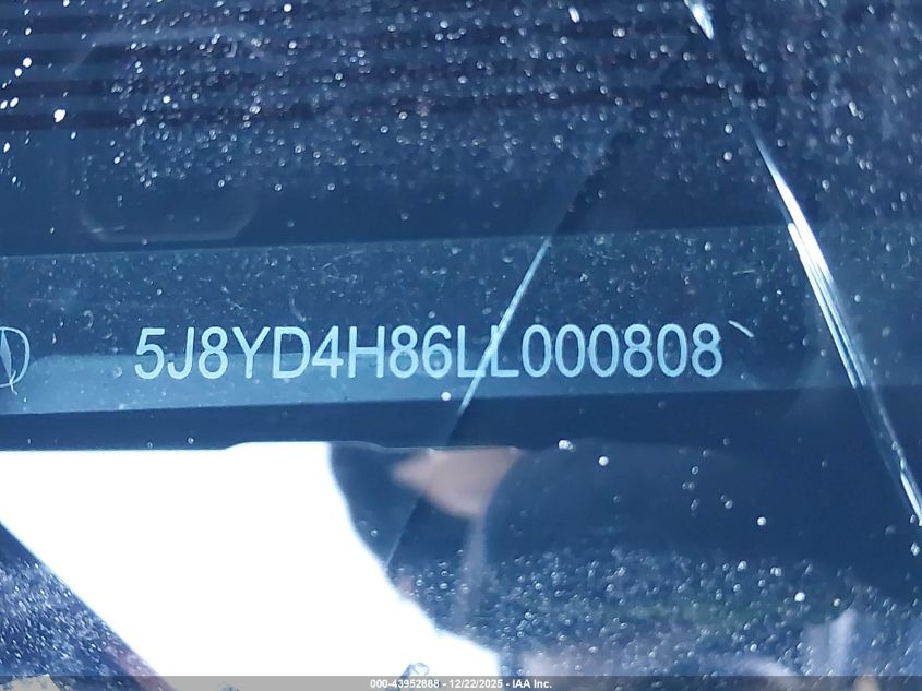2020 Acura Mdx Advance Package VIN: 5J8YD4H86LL000808 Lot: 43952888