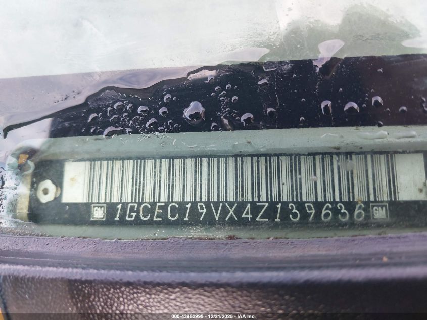 2004 Chevrolet Silverado 1500 VIN: 1GCEC19VX4Z139636 Lot: 43952999