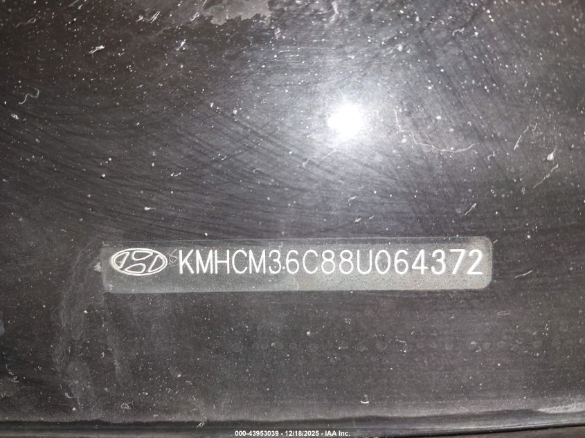 2008 Hyundai Accent Gs VIN: KMHCM36C88U064372 Lot: 43953039