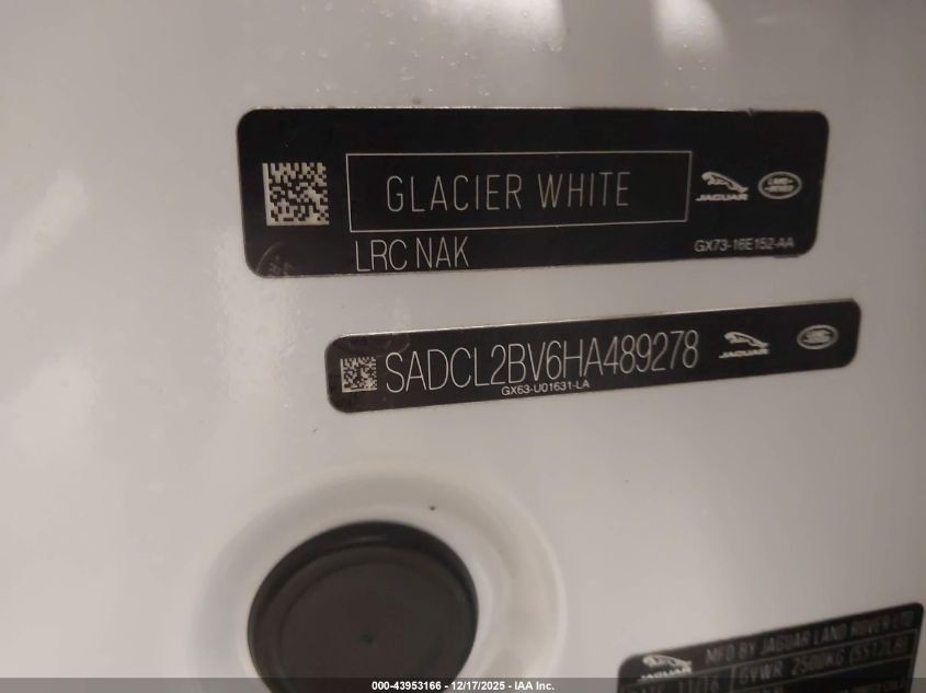 2017 Jaguar F-Pace 35T R-Sport VIN: SADCL2BV6HA489278 Lot: 43953166