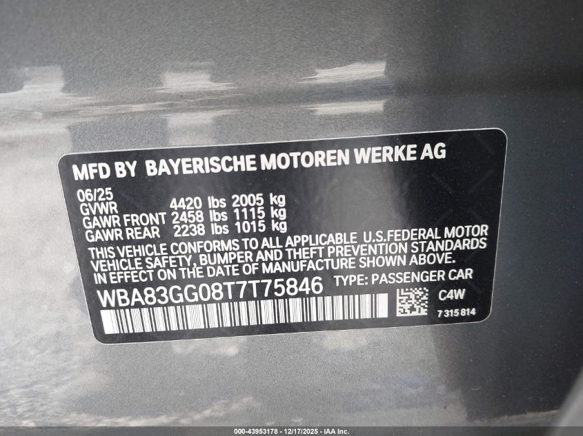 2026 BMW 228 Gran Coupe VIN: WBA83GG08T7T75846 Lot: 43953178