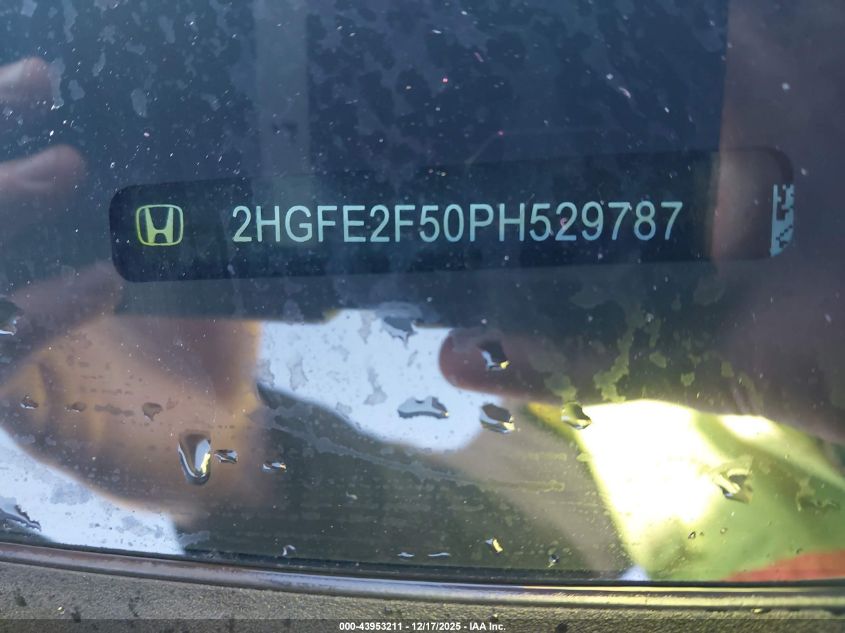 2023 Honda Civic Sport VIN: 2HGFE2F50PH529787 Lot: 43953211