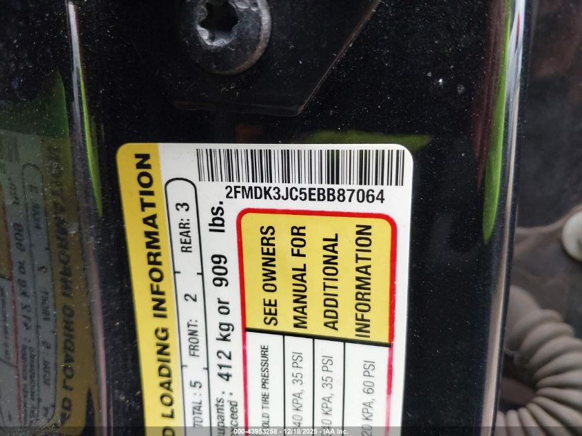 2014 Ford Edge Sel VIN: 2FMDK3JC5EBB87064 Lot: 43953258