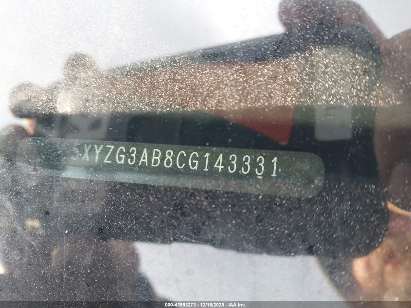 2012 Hyundai Santa Fe Gls VIN: 5XYZG3AB8CG143331 Lot: 43953273