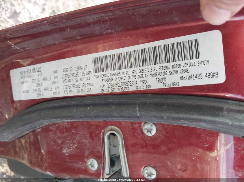 2019 Ram 2500 Tradesman 4X4 6'4 Box VIN: 3C6UR5CL0KG572864 Lot: 43953281