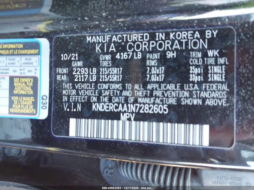 2022 Kia Seltos Ex VIN: KNDERCAA1N7282605 Lot: 43953383