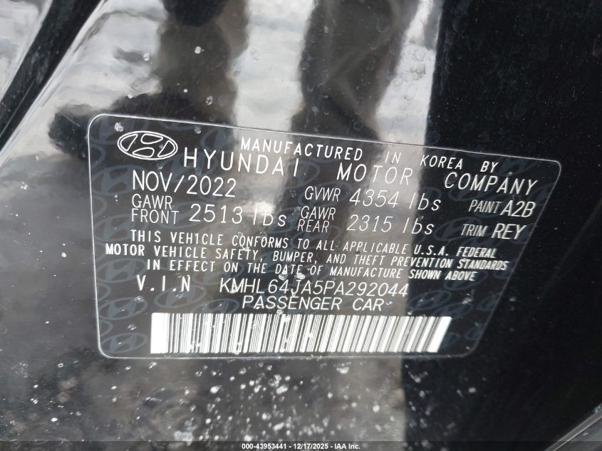 2023 Hyundai Sonata Sel VIN: KMHL64JA5PA292044 Lot: 43953441