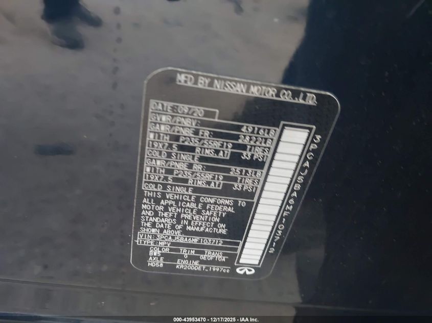 2021 Infiniti Qx50 Luxe VIN: 3PCAJ5BA6MF103712 Lot: 43953470