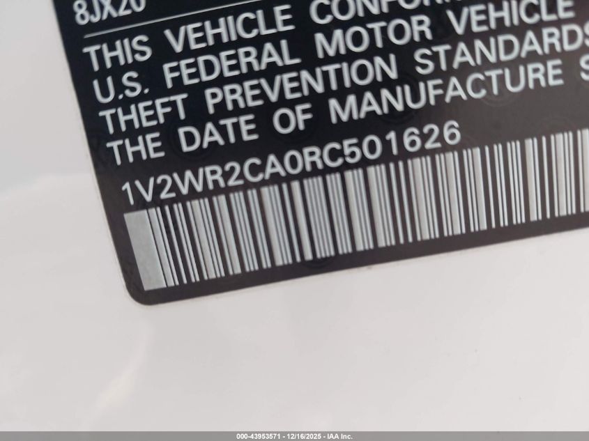 2024 Volkswagen Atlas 2.0T Se W/Technology VIN: 1V2WR2CA0RC501626 Lot: 43953571