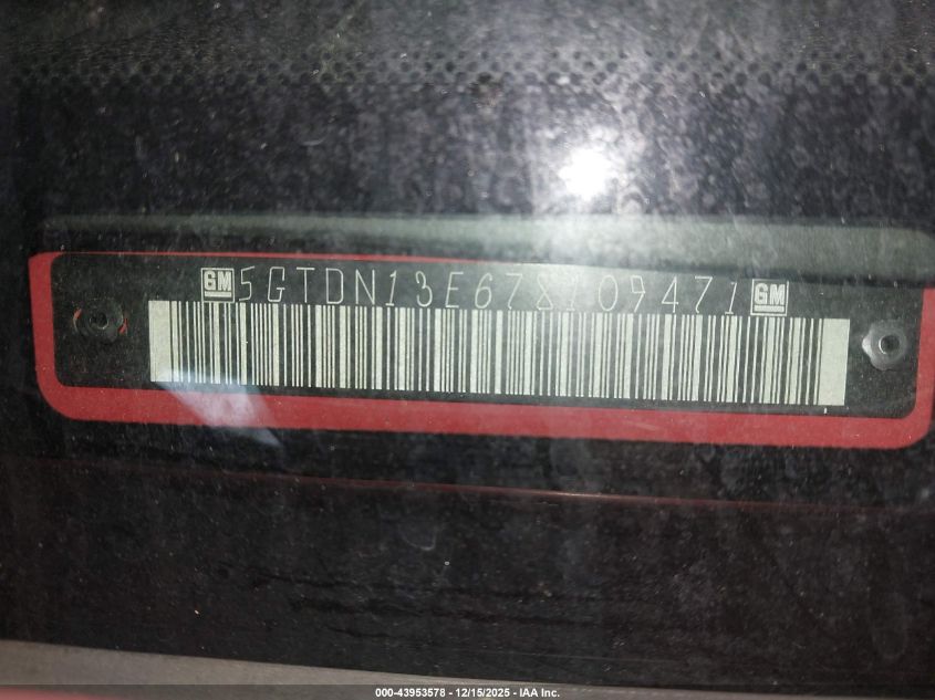 2007 Hummer H3 Suv VIN: 5GTDN13E678109471 Lot: 43953578