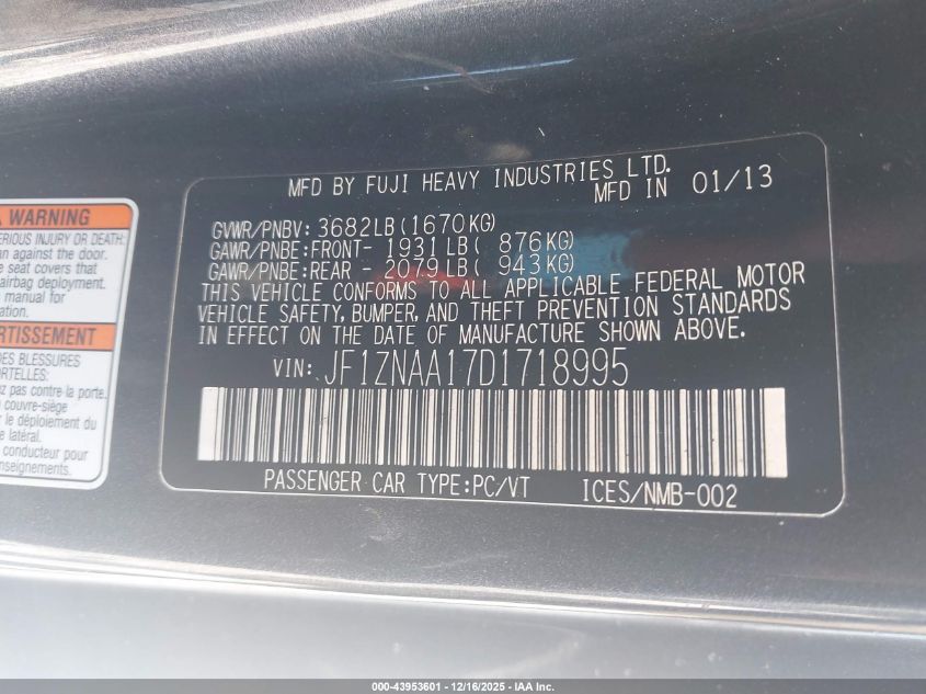 2013 Scion Fr-S VIN: JF1ZNAA17D1718995 Lot: 43953601