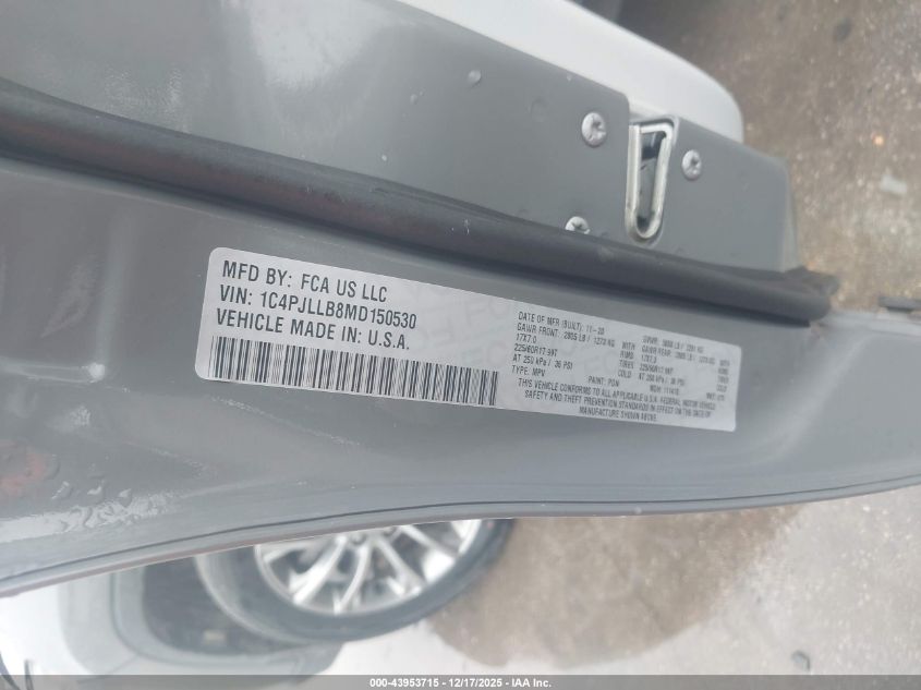 2021 Jeep Cherokee Latitude Plus Fwd VIN: 1C4PJLLB8MD150530 Lot: 43953715