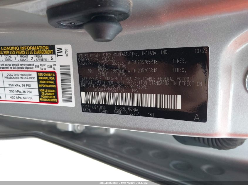 2023 Toyota Highlander Xle VIN: 5TDKDRBH2PS527162 Lot: 43953836