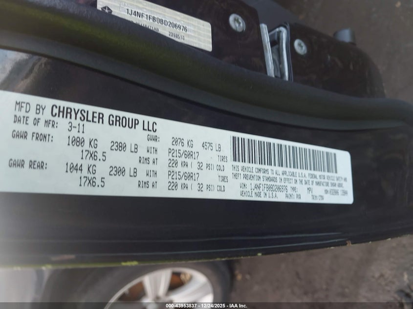 1J4NF1FB0BD206976 2011 JEEP COMPASS photo no. 9
