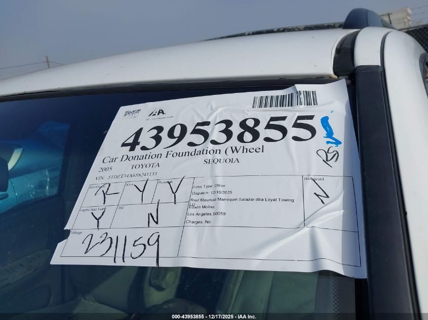 2005 Toyota Sequoia Sr5 V8 VIN: 5TDZT34A65S241133 Lot: 43953855