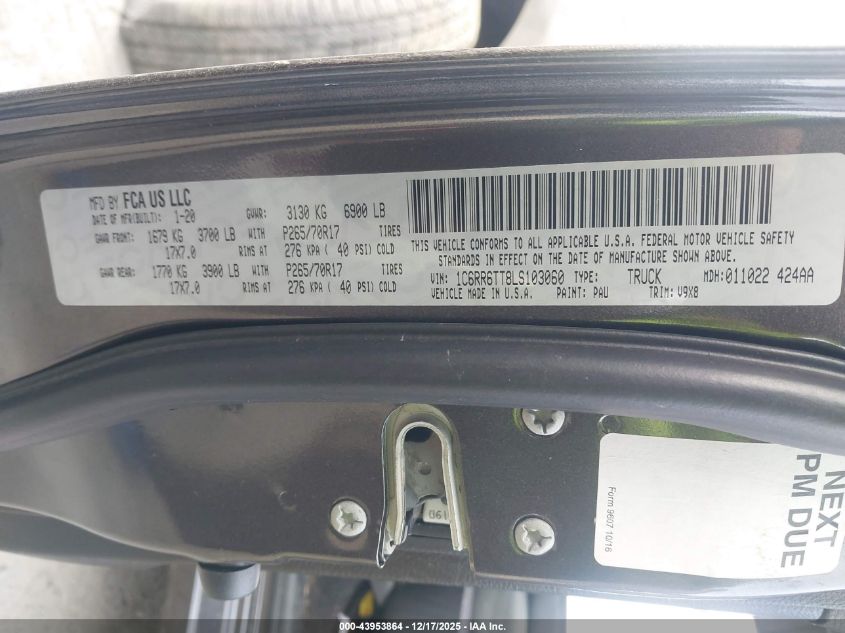 2020 Ram 1500 Classic Slt 4X2 6'4 Box VIN: 1C6RR6TT8LS103060 Lot: 43953864