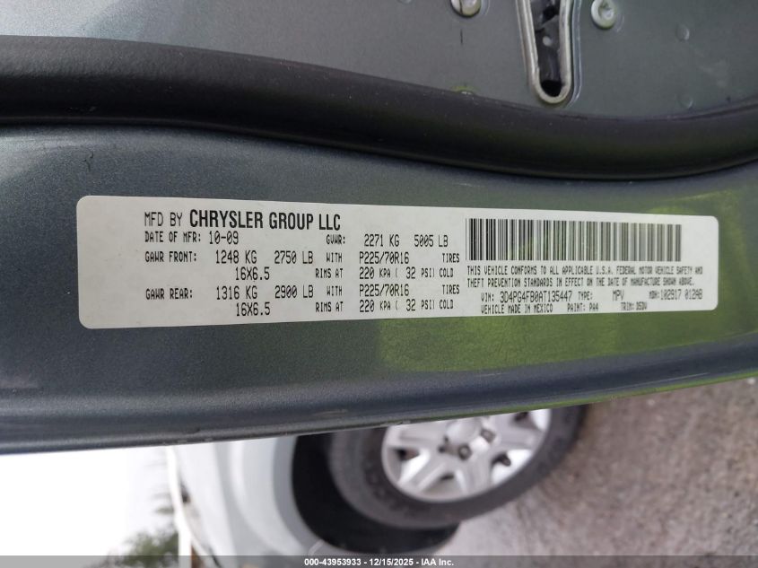 2010 Dodge Journey Se VIN: 3D4PG4FB0AT135447 Lot: 43953933