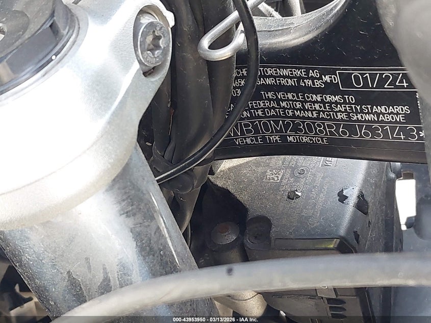 2024 BMW R 1300 Gs VIN: WB10M2308R6J63143 Lot: 43953950