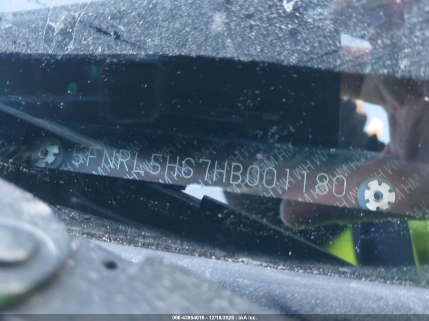 2017 Honda Odyssey Ex-L VIN: 5FNRL5H67HB001180 Lot: 43954016