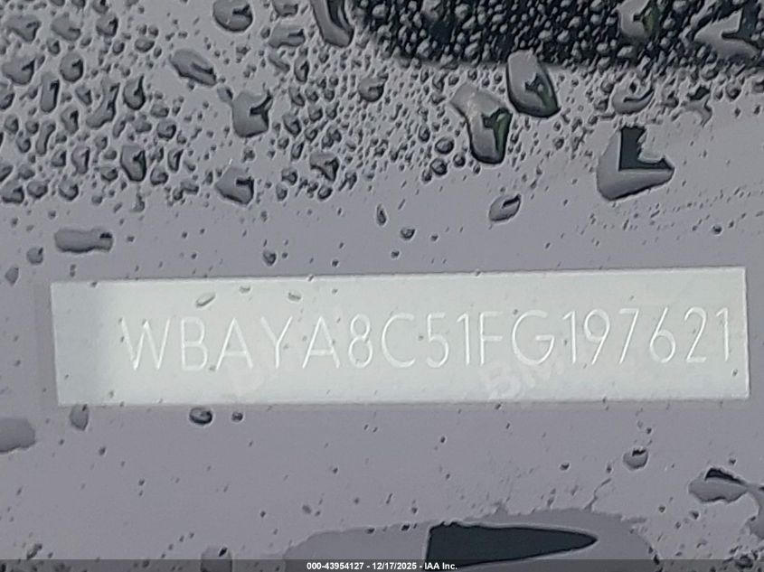 2015 BMW 750I VIN: WBAYA8C51FG197621 Lot: 43954127