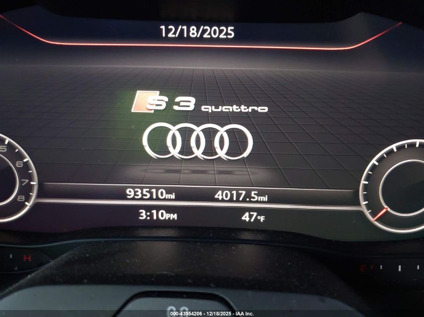 2019 Audi S3 2.0T Premium Plus VIN: WAUB1GFF3K1017914 Lot: 43954206