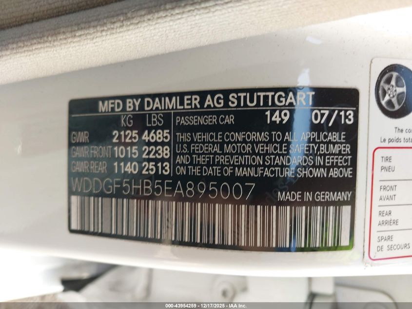 2014 Mercedes-Benz C 350 Sport VIN: WDDGF5HB5EA895007 Lot: 43954259