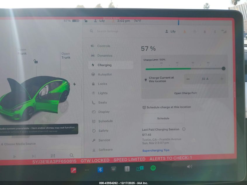 2023 Tesla Model 3 Rear-Wheel Drive VIN: 5YJ3E1EA3PF650815 Lot: 43954262