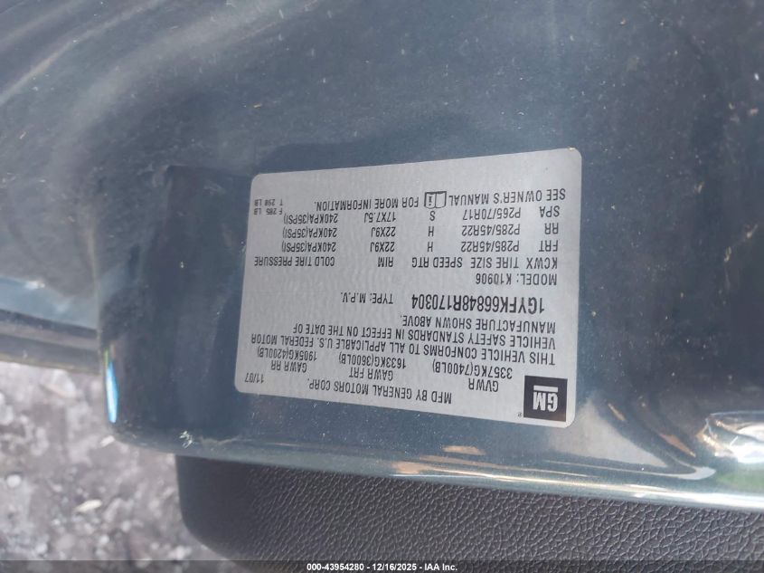 2008 Cadillac Escalade Esv Standard VIN: 1GYFK66848R170304 Lot: 43954280