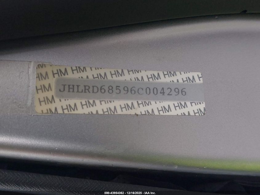 2006 Honda Cr-V Lx VIN: JHLRD68596C004296 Lot: 43954362
