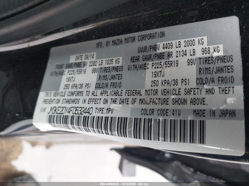 2015 Mazda Cx-5 Grand Touring VIN: JM3KE2DY4F0532440 Lot: 43954422