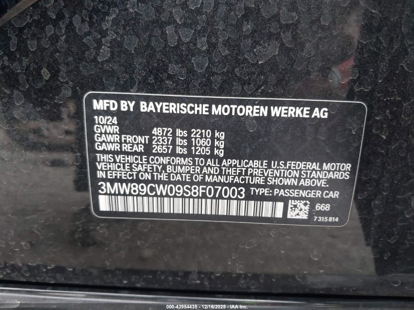 2025 BMW 3 Series - 3MW89CW09S8F07003