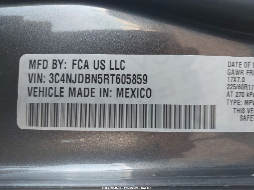 2024 Jeep Compass Latitude 4X4 VIN: 3C4NJDBN5RT605859 Lot: 43954500