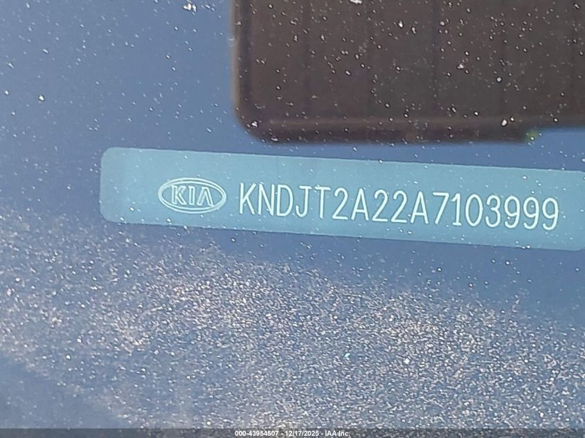 2010 Kia Soul + VIN: KNDJT2A22A7103999 Lot: 43954507