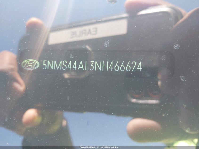 2022 Hyundai Santa Fe Limited VIN: 5NMS44AL3NH466624 Lot: 43954560