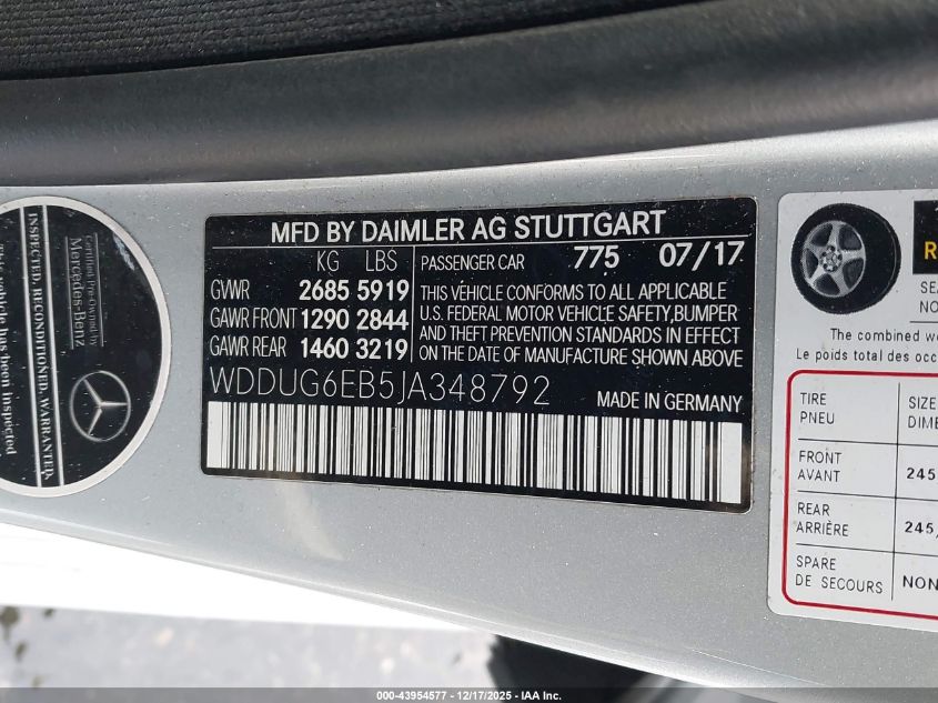 2018 Mercedes-Benz S 450 4Matic VIN: WDDUG6EB5JA348792 Lot: 43954577