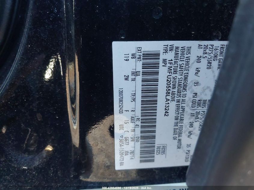 2008 Ford Expedition Limited VIN: 1FMFU20558LA13242 Lot: 43954598