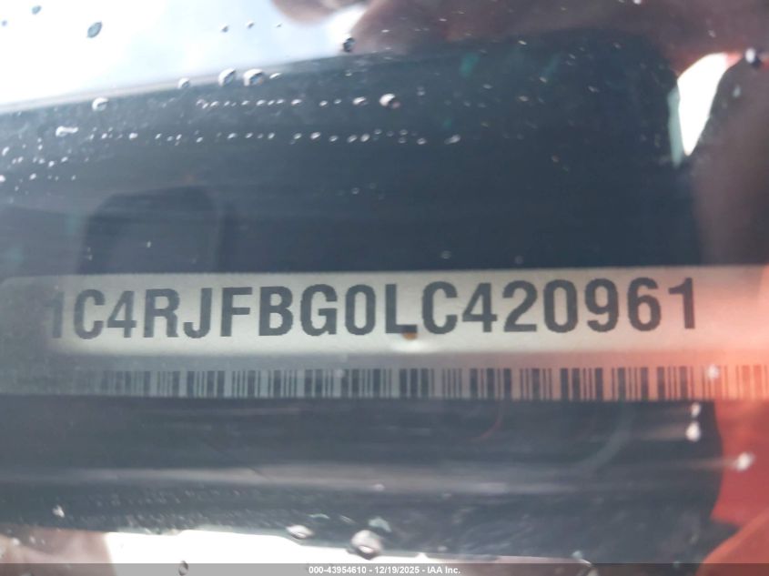 2020 Jeep Grand Cherokee Limited X 4X4 VIN: 1C4RJFBG0LC420961 Lot: 43954610