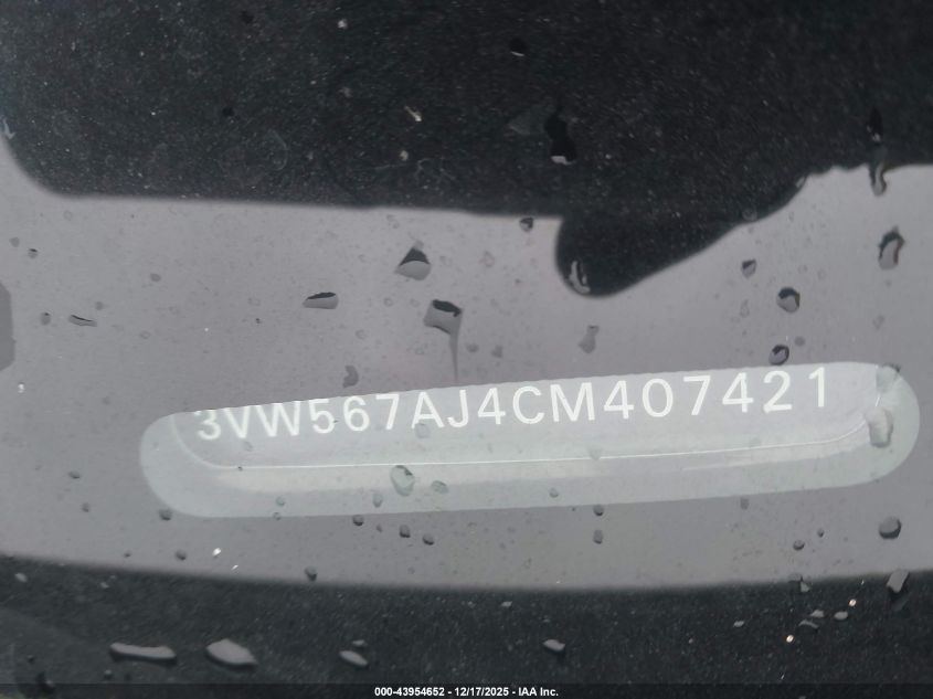 2012 Volkswagen Jetta Gli VIN: 3VW567AJ4CM407421 Lot: 43954652