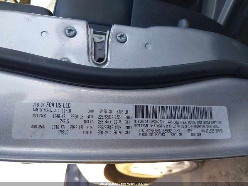 2018 Dodge Journey Se VIN: 3C4PDCAB6JT529963 Lot: 43954669