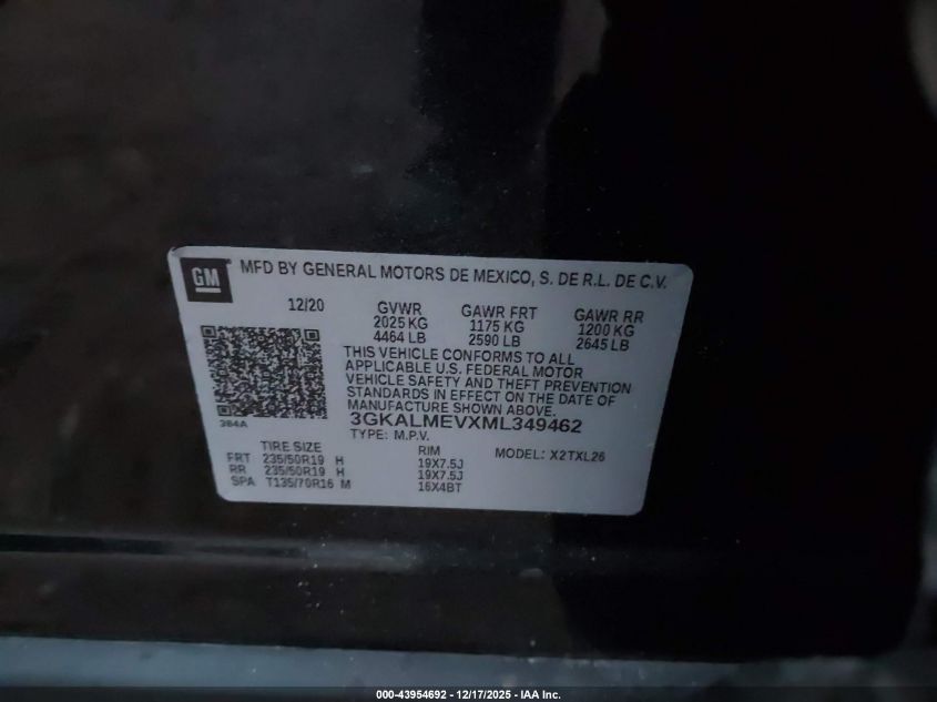 2021 GMC Terrain Fwd Sle VIN: 3GKALMEVXML349462 Lot: 43954692