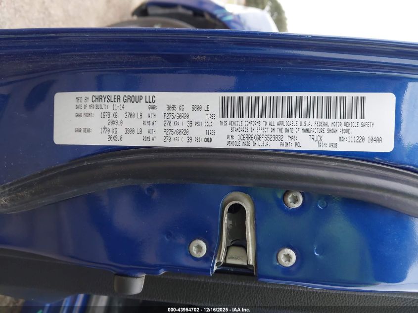 2015 Ram 1500 Express VIN: 1C6RR6KG8FS523832 Lot: 43954702